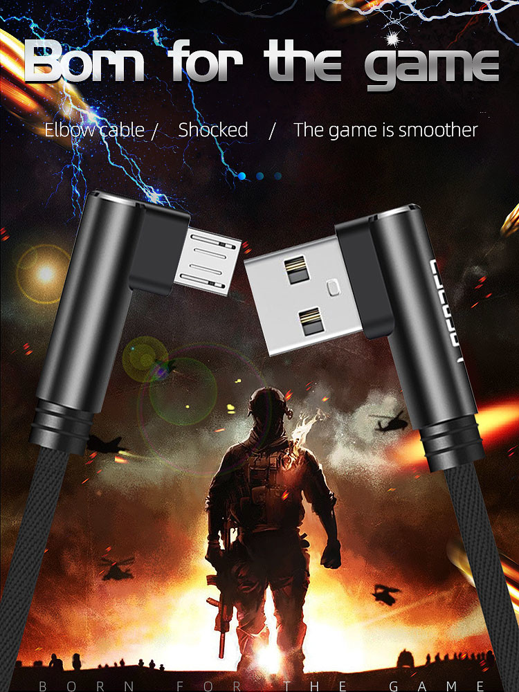 L Shape RoHs Right Angle Charging Cable Android USB Charging Cable