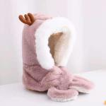 Lovely Antler Plush Cap Children'S Winter Warm Scarf Integrated Ear Cap