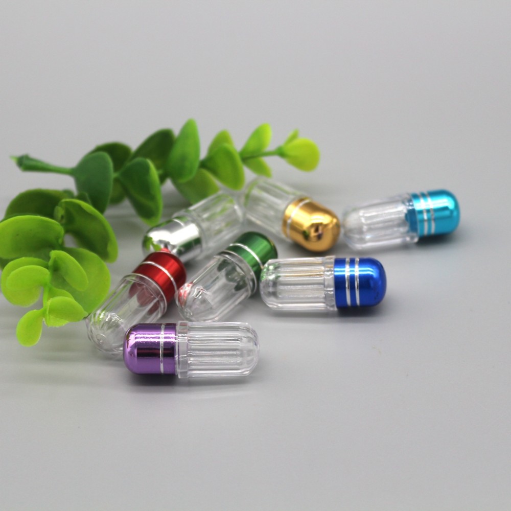 Gold 2g Plastic Capsule Packaging Bottles With Metal Crown Cap
