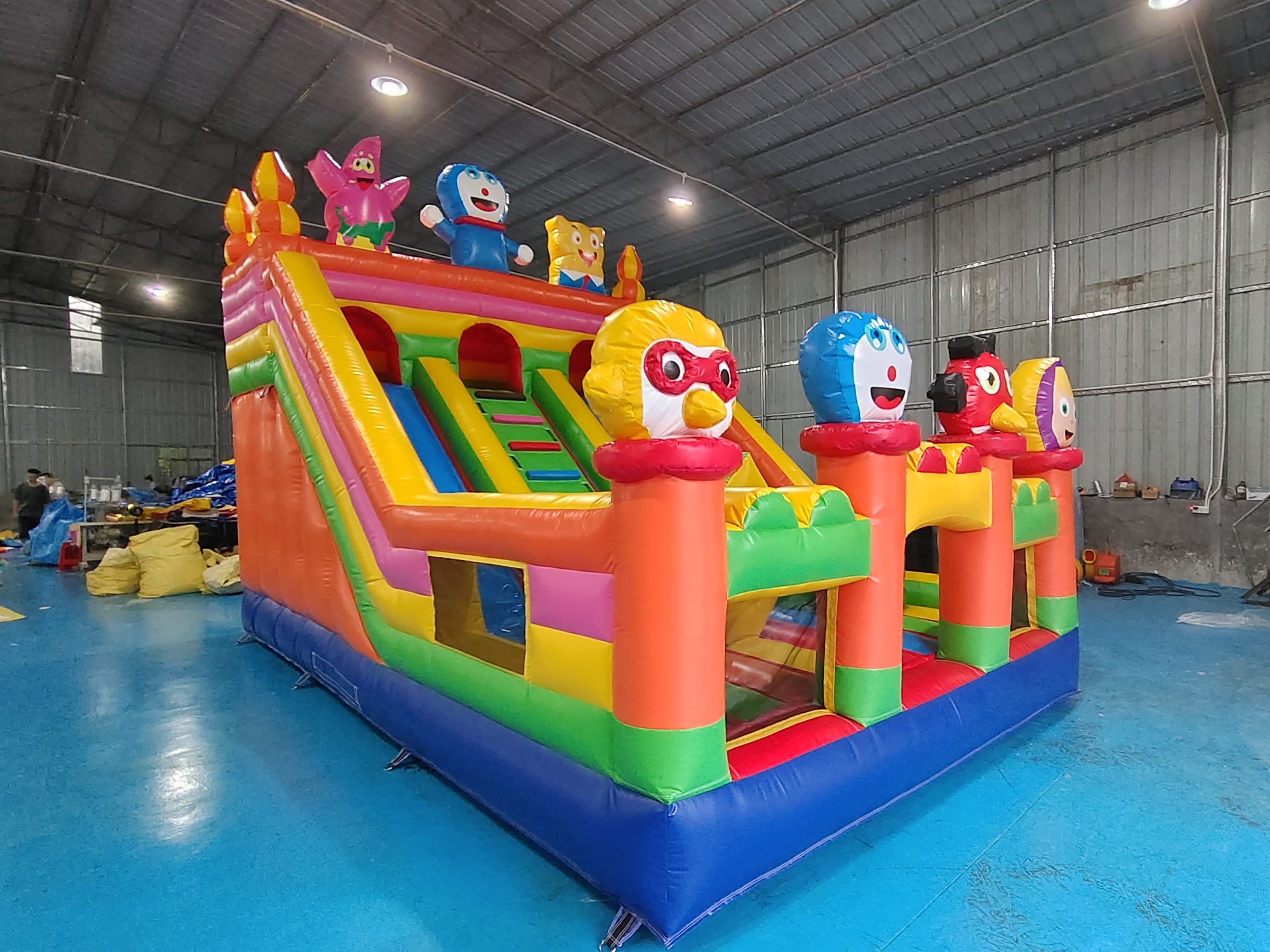 Commercial Digital Printing Inflatable Dry Slide Double Slides Catoon Figures For Outdoor For Kids