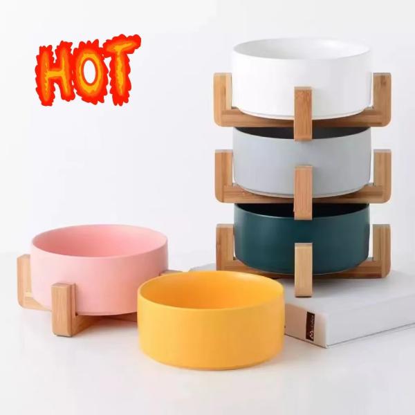 Wholesale Eco-Friendly Ceramic Dog Bowls Elevated Large Round Bowls Cat Water