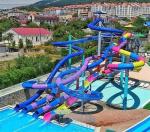 Enclosed Twist 4 Lane Water Slide Combo Commercial Fiberglass Spiral