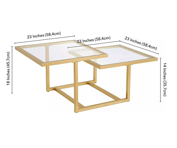 Geometric Tempered Glass Coffee Tables Gold Stainless Steel Frame For Home Hotel