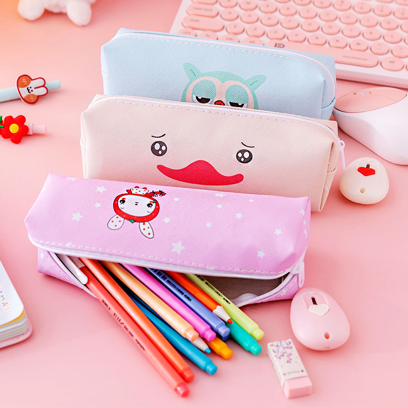 Cute School Pencil Case with Custom Design by Talented Artist and Zipper Closure