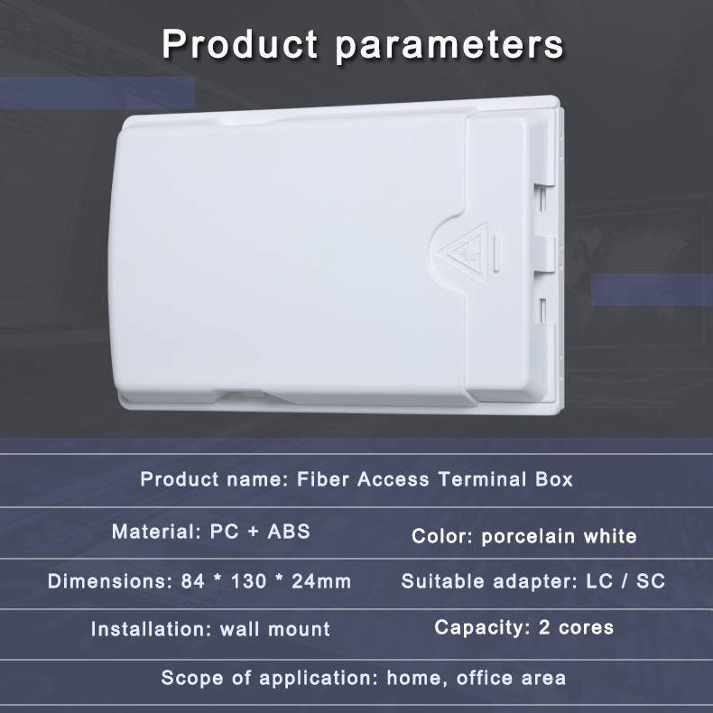 2 Core Mini FTTH Distribution Terminal Box Flame Retardant SC APC Adapters Include
