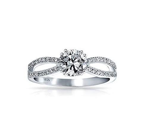 925 Sterling Silver Ring Micron Pave White Gold Plated for Women Wedding Couple