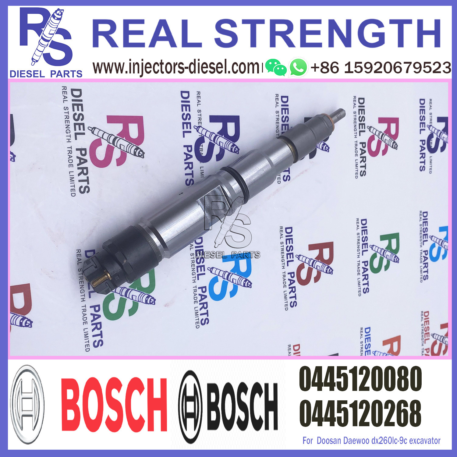 Common Rail Diesel Engine Injector 0445120080 65.10401-7004A For DAEWOO DOOSAN