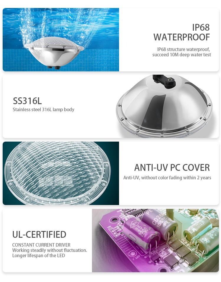 IP68 Structure Waterproof CE Certificated SS316L LED Pool Light Vinyl Bulb lights IP68