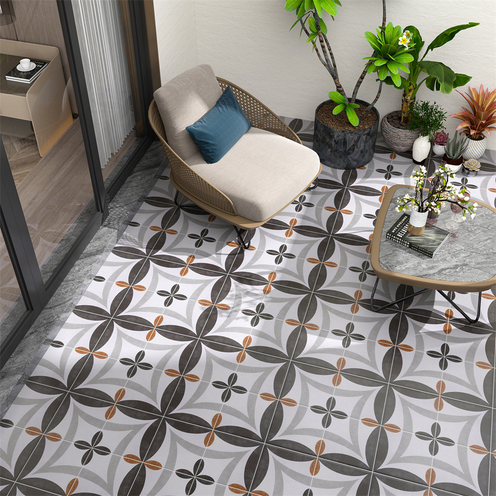 Gray Firebrick 200x200mm Interior Wall And Floor Ceramic Rustic Tiles For Balcony And Bedroom