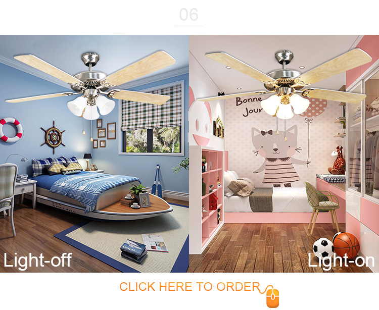 1stshine Traditional High Speed 5 Plywood Blades Ceiling Fan with Light Kit and Metal