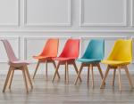 Nordic Plastic Wooden Dining Chairs Seat Yellow Tulip Dining Chairs