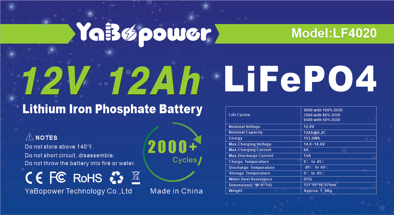 CE Certificated 12v 12Ah Discharge Current 6A Lifepo4 Battery With Prominent Capacity