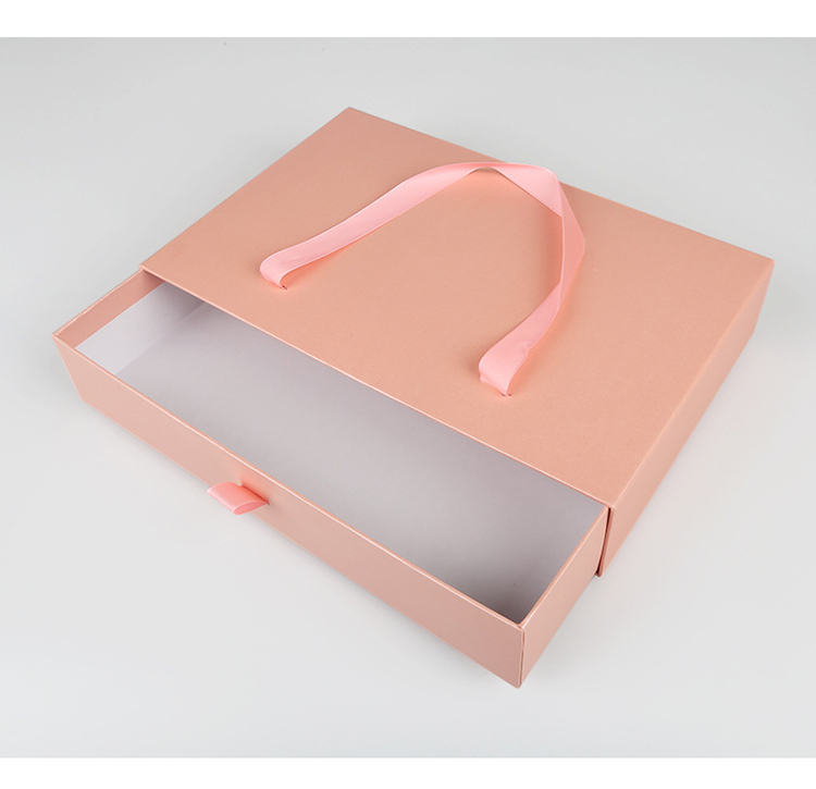 Drawer Type Storage Cardboard Box Luxury Jewelry Ribbon Bow Gift Box With Handle