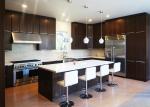 Dark Wood Grain Modern Kitchen Cabinet Doors Smooth Texture Appearance