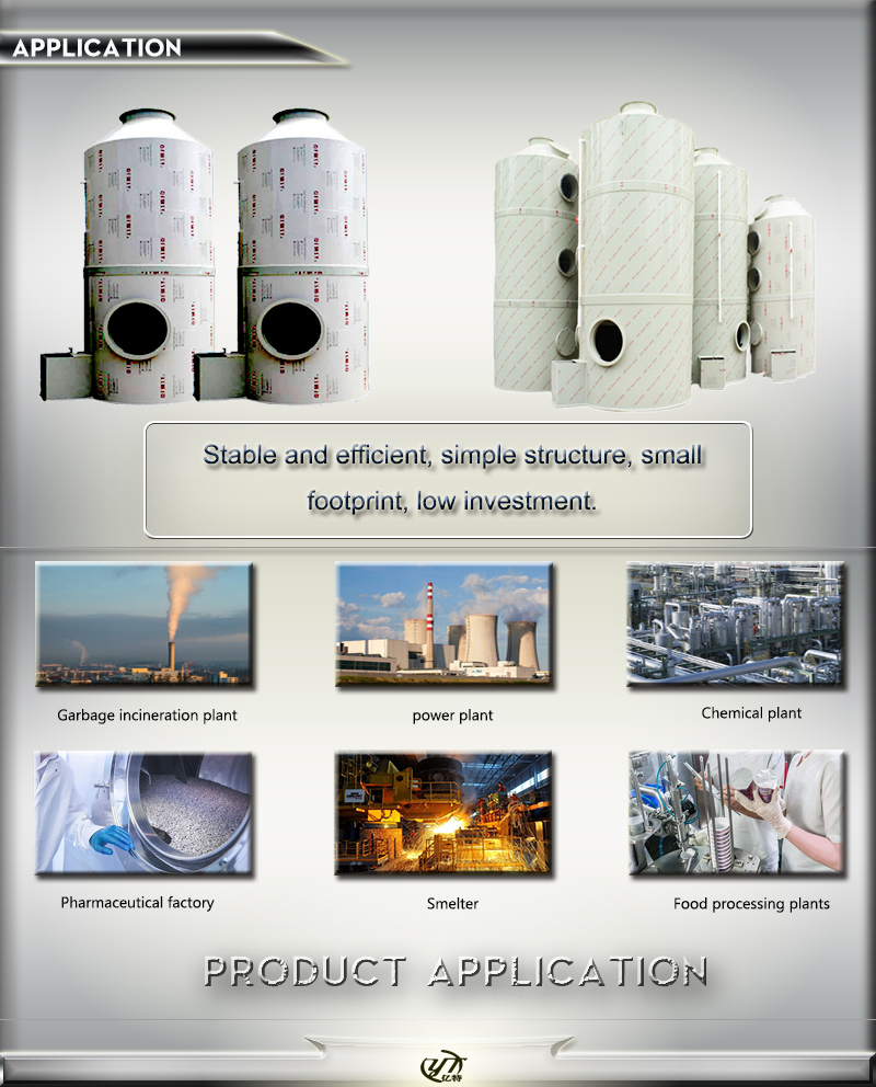 7.5 KW Fan Power FRP Green Absorption Tower for Chemical Waste Gas Purification Material