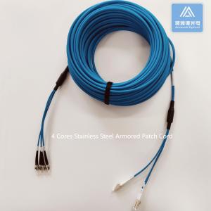 Wholesale 4 Cores OM2 Stainless Steel Armored Fiber Patch Cable ST-DLC-40M 6.5mm Blue LSZH from china suppliers