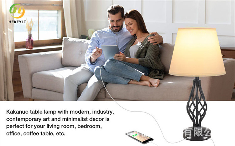 Retro Bedside Touch Dimming USB Charging Table Lamp For Hotel Bedroom