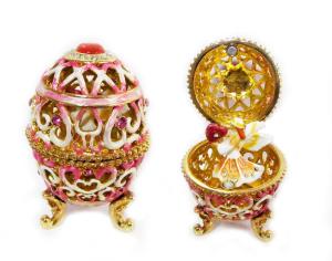 Wholesale Vintage Style Hand Painted Easter Egg Jewerly Trinket Box Love Angel Jewelry Box Faberge Egg Jewerly Trinket Box from china suppliers