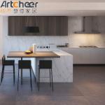 Beveled Glass Door White Kitchen Cabinet in Minimalist Design Style for Project
