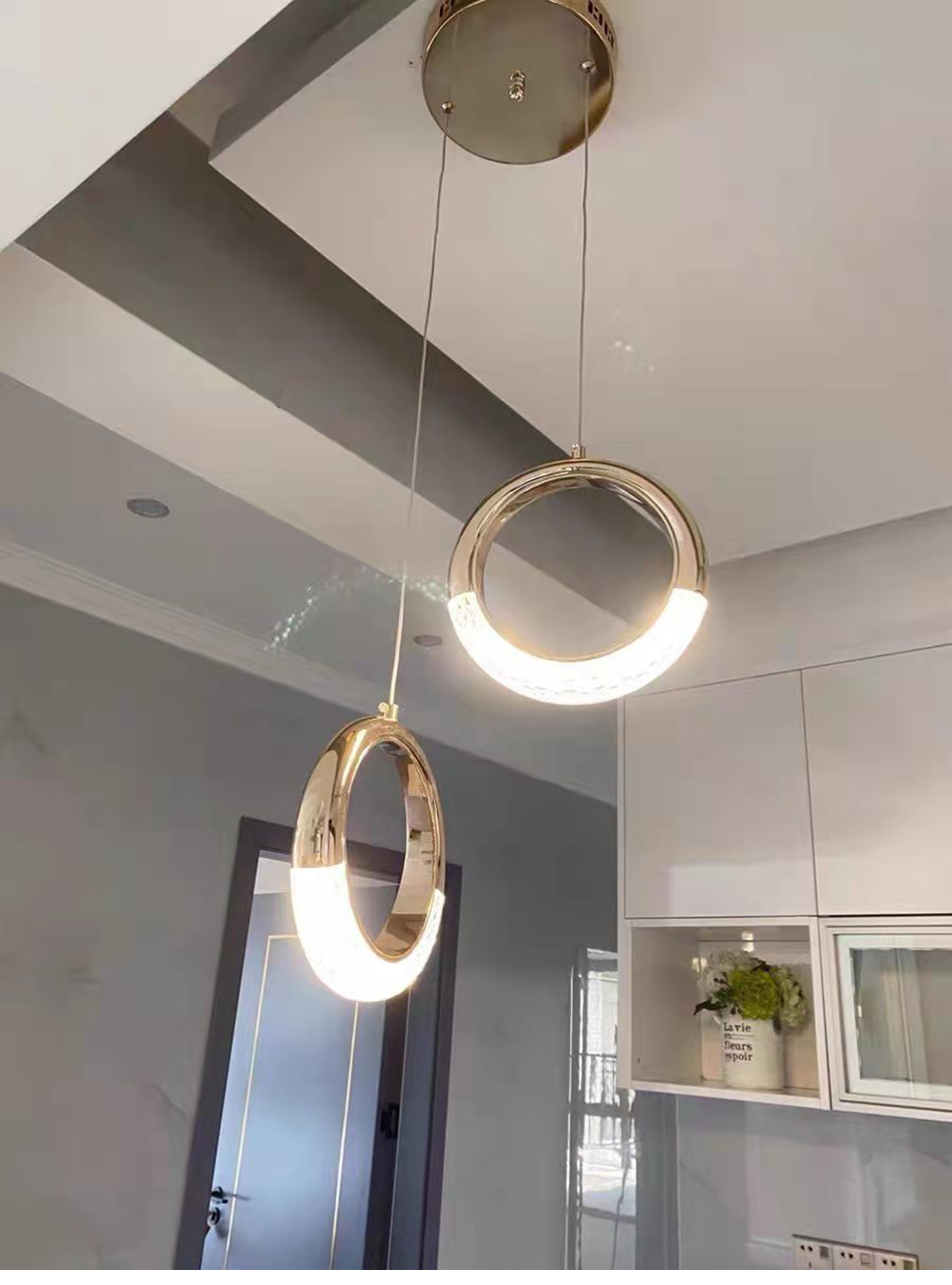 Luxury Crystal Chandelier For Staircase Led Home Decor Light Fixture Modern Creative Rings Chandelier(WH-NC-53)