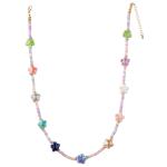Multicolor Beaded 14K Gold-Plated Chain Link Necklace with Butterfly/Flower