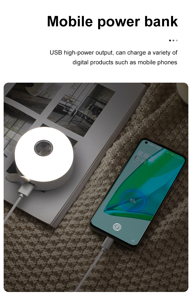 Popular Outdoor Multi-function Camping Tent Lights Rechargeable Portable Magnet Lamp with Power Bank Function