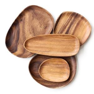 Wholesale Customized Acacia Wood Serving Platter Printed Lacquer Wooden Food Serving Platters from china suppliers