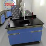 Customized Blue White Steel And Wood Chemistry Lab Furniture Laboratory Workench