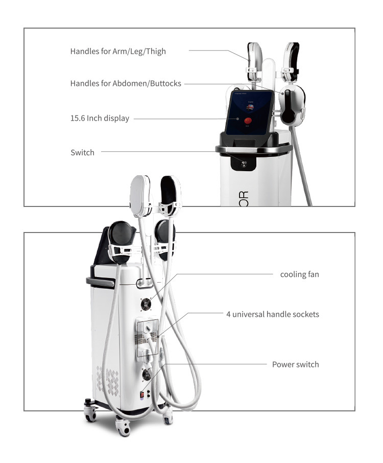 4 Handles EMS Muscle Stimulation Sculpting Machine EMS Body Slim EMS Muscle Shaping Stimulator RF Body Sculpting Weight Loss Machine