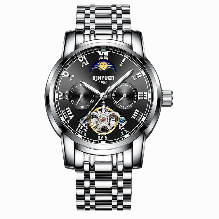 Luxury Mechanical Wrist Watch Tourbillon Automatic Movement Mens Skeleton Moon Phase Automatic Mechanical Watch