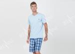 Super Soft Mens Luxury Sleepwear V Neck Short Sleeve Tee And Short Pants