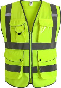 Wholesale Yellow Zipper Safety Hi Vis Waterproof Jacket Waterproof ISEA Class 2 S M L from china suppliers