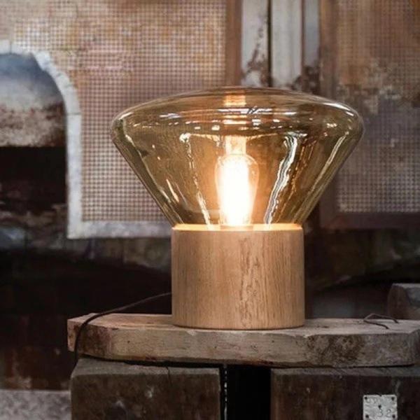 European-style personality creative wood art glass living room Anai Table Lamp
