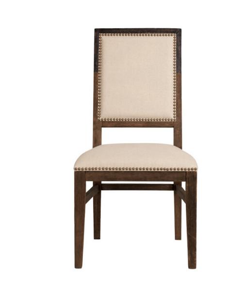 Wholesale square back with nails event dining chair linen fabric chair with