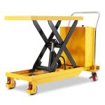 Yellow Hydraulic Lifter Trolley 500kg 0.9m Semi Electric Scissor Lift Trolley
