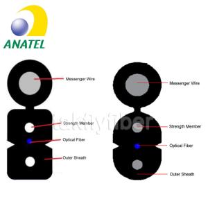 Wholesale ANATEL Approved 1C 2C 4C G657A Flat FTTH Drop Cable GJYXCH Steel Wire Flat Drop Fiber Cable from china suppliers