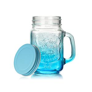 Wholesale ODM Coloured Glass Coffee Cups 16 Oz Mason Jar Straw Lid Wide Mouth from china suppliers