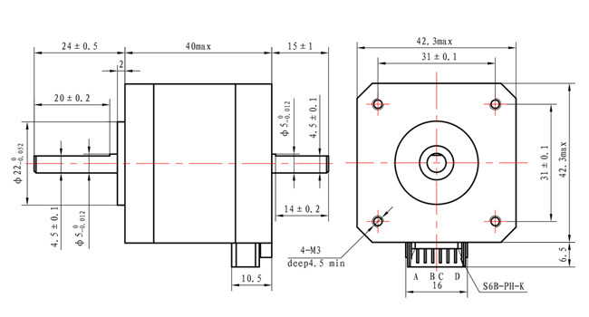 1.8 Degree Dual Shaft NEMA 17 Stepper Motor 42*42*40mm 4 Lead Stepper Motor