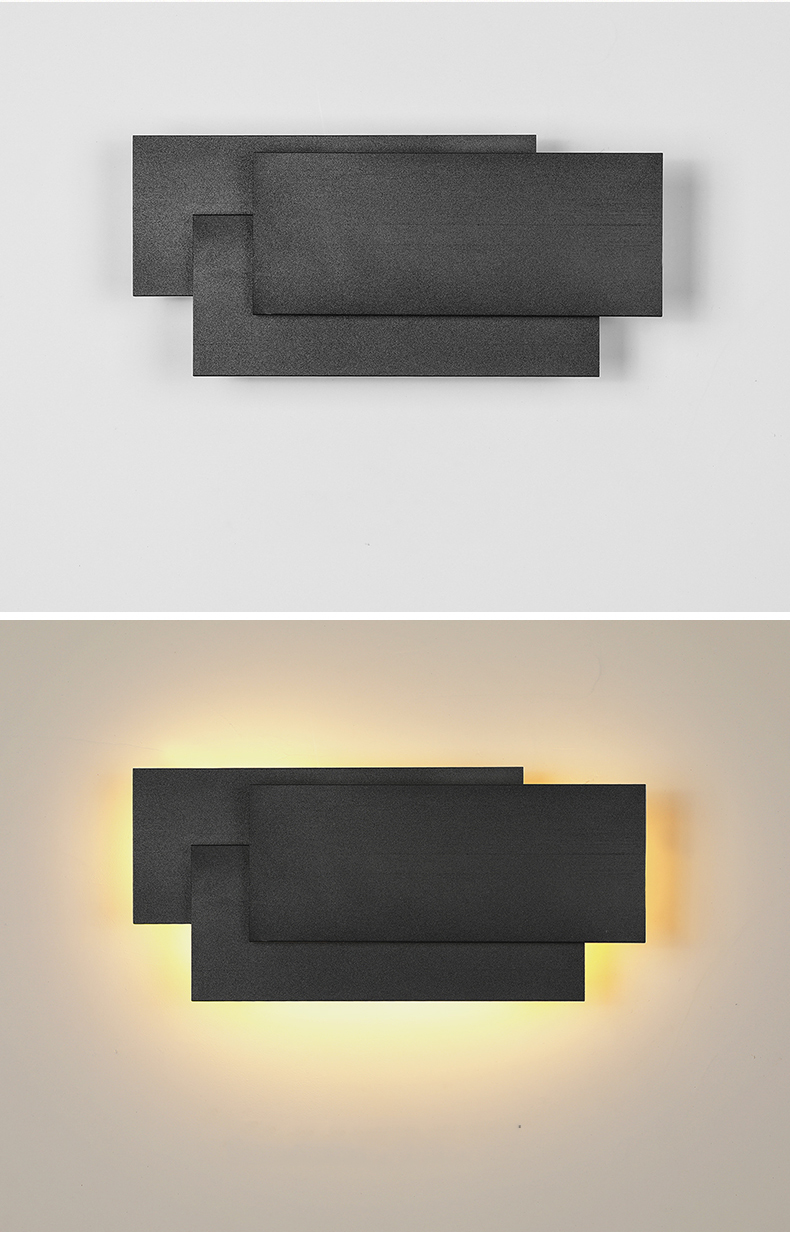 Modern Creative square wall lamp living room staircase bedroom bedside Black/white wall light(WH-OR-259)