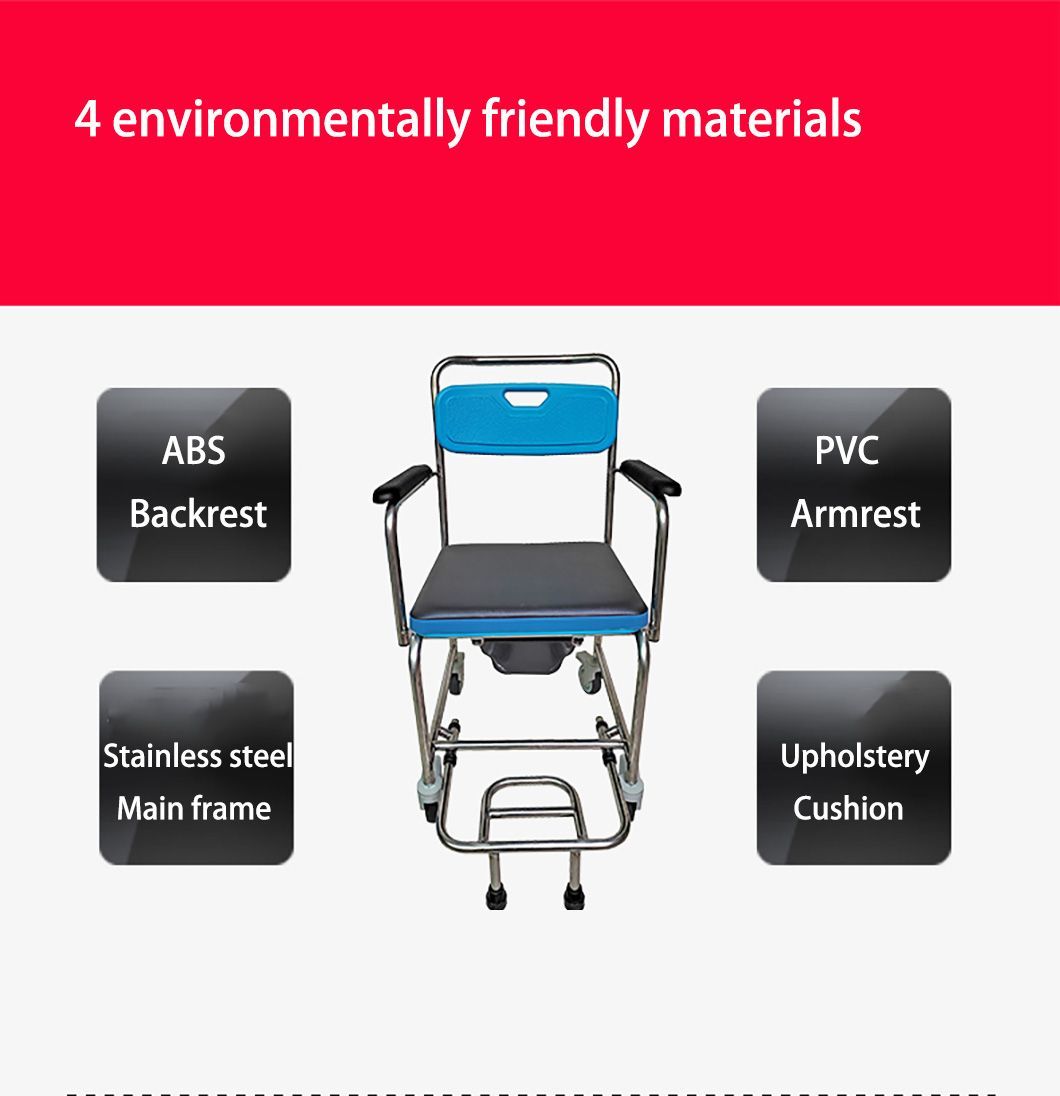 Stable Economical Portable Commode Chair Bedside Aluminum Medical Commode Chair