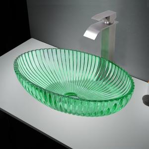 Wholesale Transparent Green Glass Vessel Basins Cabinet Sink For Bathroom Decoration from china suppliers