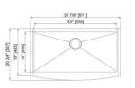 Handmake 36'' Apron Stainless Steel Kitchen Sink Brushed