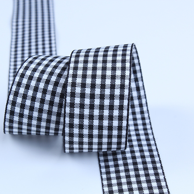 2.5cm Polyester Plaid Ribbon for Gift Packing and Chocolate Box Ribbon Bow Decoration
