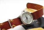 Hand Made Stainless Steel Watch With Leather Band A Whole Straps Through