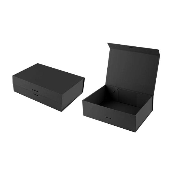 Packaging Matte Black Custom Logo Luxury Foldable Magnetic Closure Gift Boxes With Ribbon