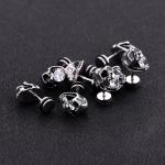 Stainless Steel jewelry punk style polished skull head stud earrings