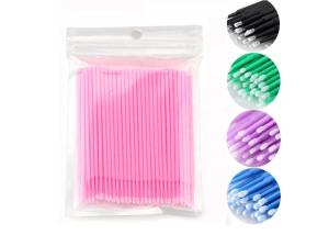China Disposable Cotton Stick Tattoo Eyelash Extension Cleaning Stick Cotton Swab 100 pcs/pack on sale