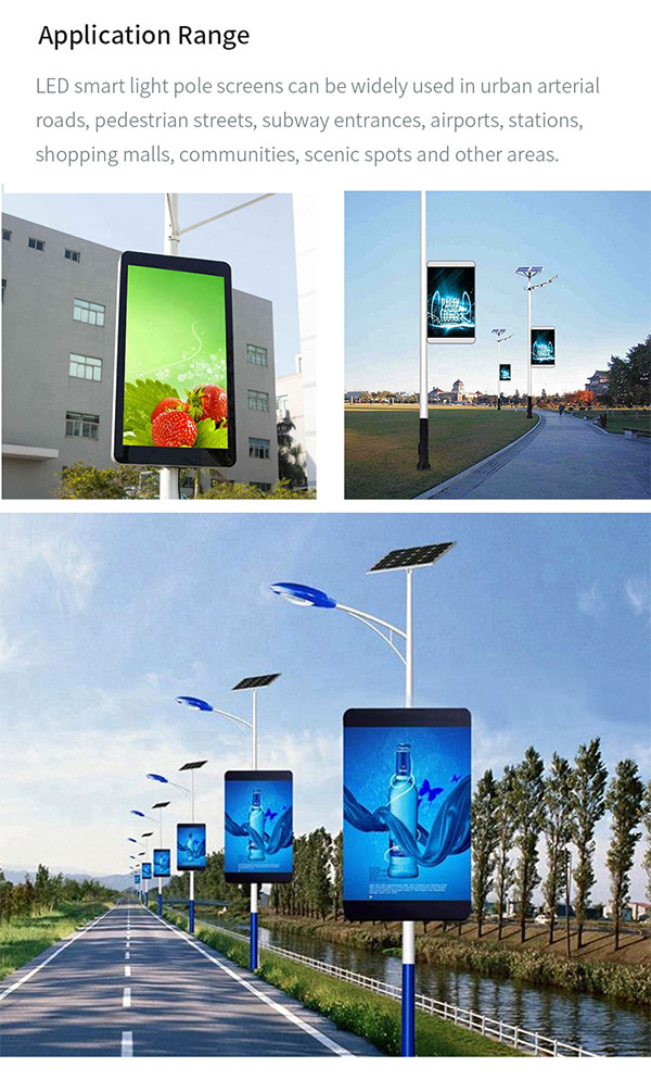 Waterproof IP65 Street Light Pole LED Display For Advertising