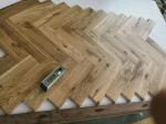 Rustic Oak Herringbone Parquet Flooring Block, Natural Lacquered