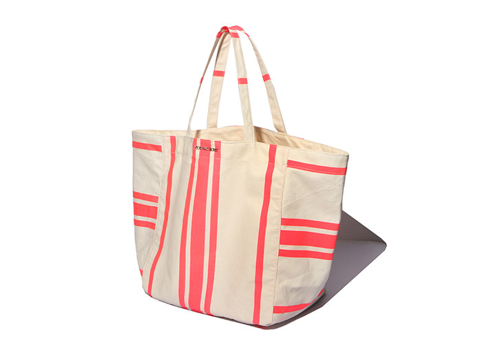600D Polyester Canvas Tote Bags Striped Print Environmental Protection